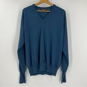 Doriani 100% Cashmere Blue V-Neck Sweater size 52/L Made in Italy